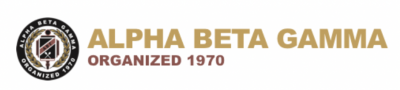 Alpha beta gamma logo and the name established 1970