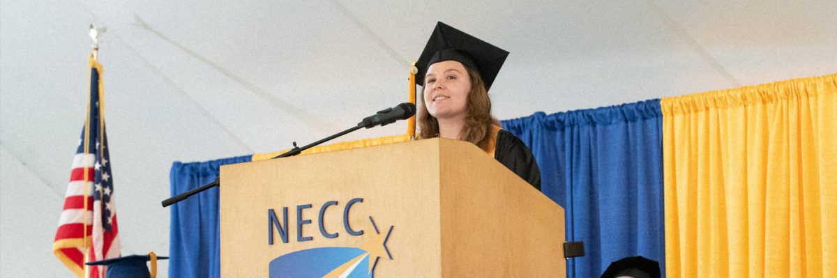 Student speaking at 2021 Commencement