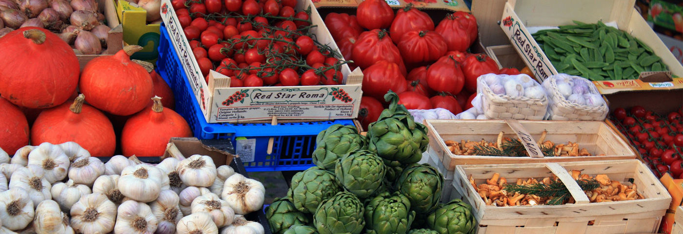 Varied vegtables in boxes