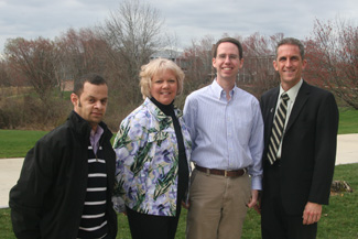 Necc employees Lenin Tejeda, Sue Pelletier, and Mike Cross, with President Lane Glenn