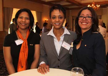 Haverhill residents Emily Gonzales, Northern Essex Community College board member; Noemi Custodia-Lora, assistant dean of foundational studies and liberal arts& sciences at NECC, and Liliana Brand of Andover, assistant professor of mathematics NECC pose for a photo during the 30th Celebration of Tribute to Women Awards Luncheon, YWCA of Greater Lawrence, Andover Country Club in May. Custodia-Lora nominated Brand for the award.