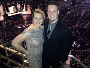 Erin and Mike Columbare at the 56th Annual Grammy Awards Show in Los Angeles last Sunday.