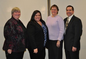 Career panelists Nancy Clover, Tori Gamble, Cindy Johnson, and Mike Woronka.