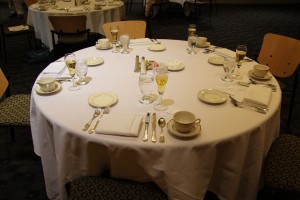 table set for business etiquette luncheon