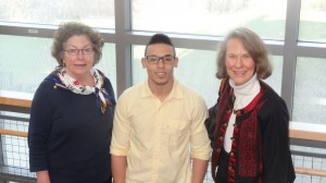 Paula Richards, NECC’s service learning coordinator, Luis Disla, NECC student speaker, and Jane Thiefels, guest speaker.