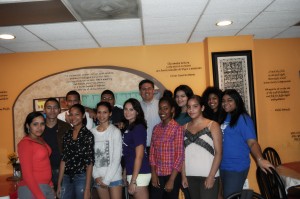 Back row; left to right are:  Alexander Cruz, Rafael Eduardo, Jan Pichardo, author Sergio Troncoso, Alba Diaz, Crissel Pineda, Jasmin Taveras. First row; left to right are: Esmilna Mauricio, Alexandra Vilorio, Barbara Rangel, Nodine Webster, Emily Pitta, and Amber Hernandez.   