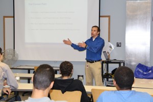 James Bell of National Grid talks to NECC students about careers in the energy field.