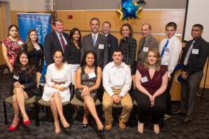 Front row (left to right): An Nguyen, Roscel Mesta, Nathalie Lora, Nicholas John Desrocher, and Taylor Turgeon Back row (left to right): Natasha Costello, Jennifer Alper, Bill Moynihan, Alexandra Vilorio, Lane Glenn, Mark Forman, Mary Ellen Daly O'Brien, Peter Dulchinos, Daniel Baronowski, and Hitanshu Patel