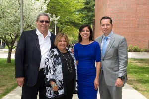 Left to right, Helen Ubiñas's parents, Maria and Sixto Ubinas, Helen, and her husband Michael Dunne, a 1991 graduate of NECC.