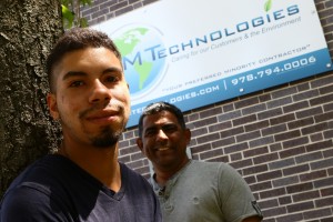 NECC Engineering major Dimitrius Gonzalez (left in photo) is the first recipient of the RM Technologies Engineering Scholarship presented by Rafael Guzman.