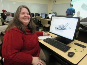 Elizabeth Lee, 45, of Peabody, CAD Certification student, with her octopus-inspired car design