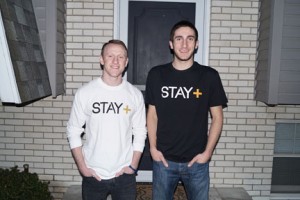 NECC student Cjay DiPrima (left) and childhood buddy Tom Mullin, who attended formerly NECC, are the founders of Stay Positive Apparel.