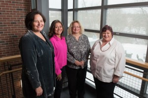 NECC's 2016 NISOD recipients are from (l to r) Patricia Schade of Byfield, Liliana Brand of Andover, Tricia Butler of  Haverhill, Patricia Willett of Groveland, and John Davidson of Lowell  (not in photo).