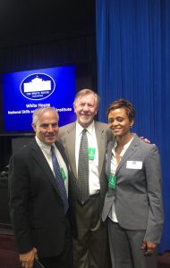 Shown left to right are: Jeffrey Goldman, immigration lawyer and chair of the MA Governor's Advisory Council on Refugees and Immigrants; Westy Egmont, director, Immigrant Integration Lab and Assoc. Professor, Boston College; and Noemi Custodia-Lora, executive director of NECC's Lawrence Campus and community relations.