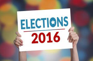 Elections 2016 Card with Bokeh Background