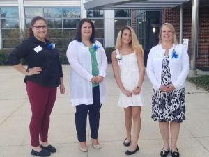 Left to right: Louise Schafer, Katie Lacroix, Alyssa Ronca (student speaker), and Justine Janvrin.