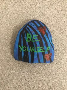 "Be Yourself" painted on Kindness Rock.