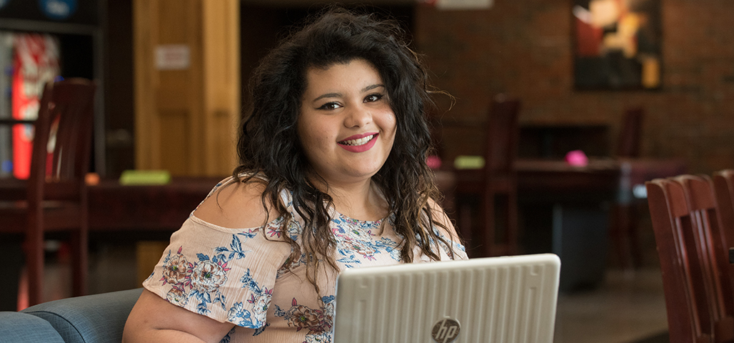 Student with her laptop