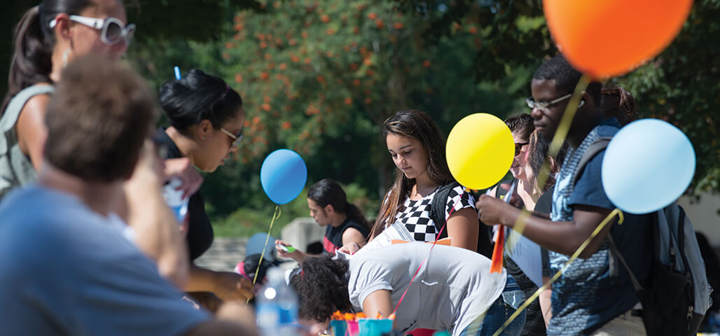 Enjoying and activity and having fun on campus