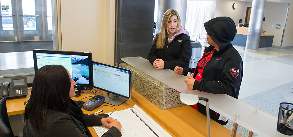 Students applying for aid at the One Stop Center