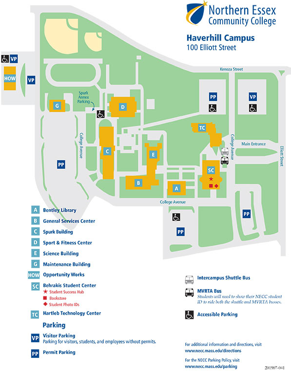 Haverhill Campus Map. For people with vision issues contact 978-556-3000.