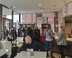 students hang out in a cafe