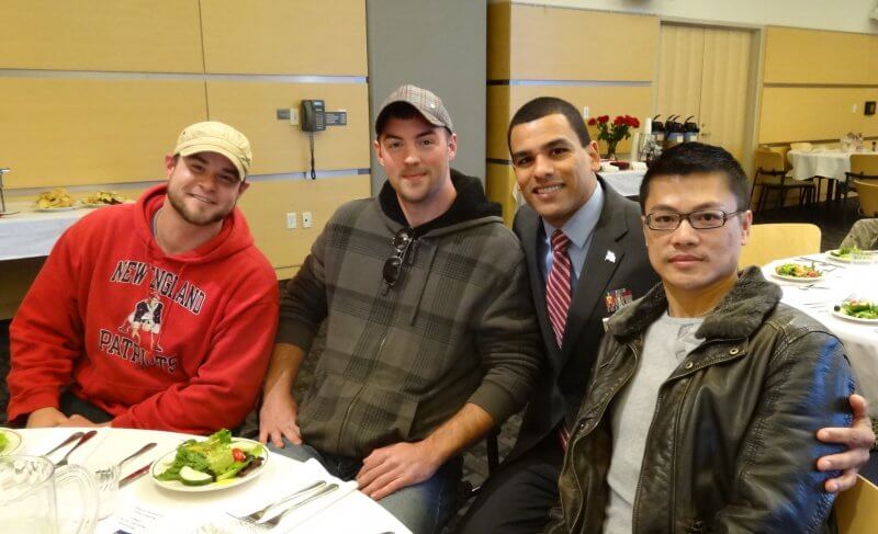 Student veterans and Francisco Ureno at Veteran's Day Appreciation event.